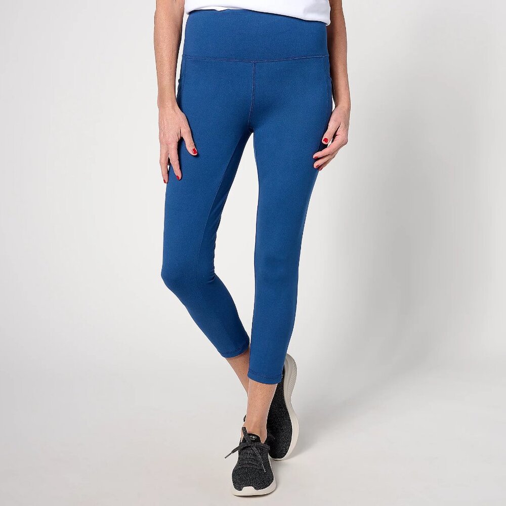 Belle by Kim Gravel Petite Phone Pocket Cropped Leggings - Blue (Sz PM) a299920
